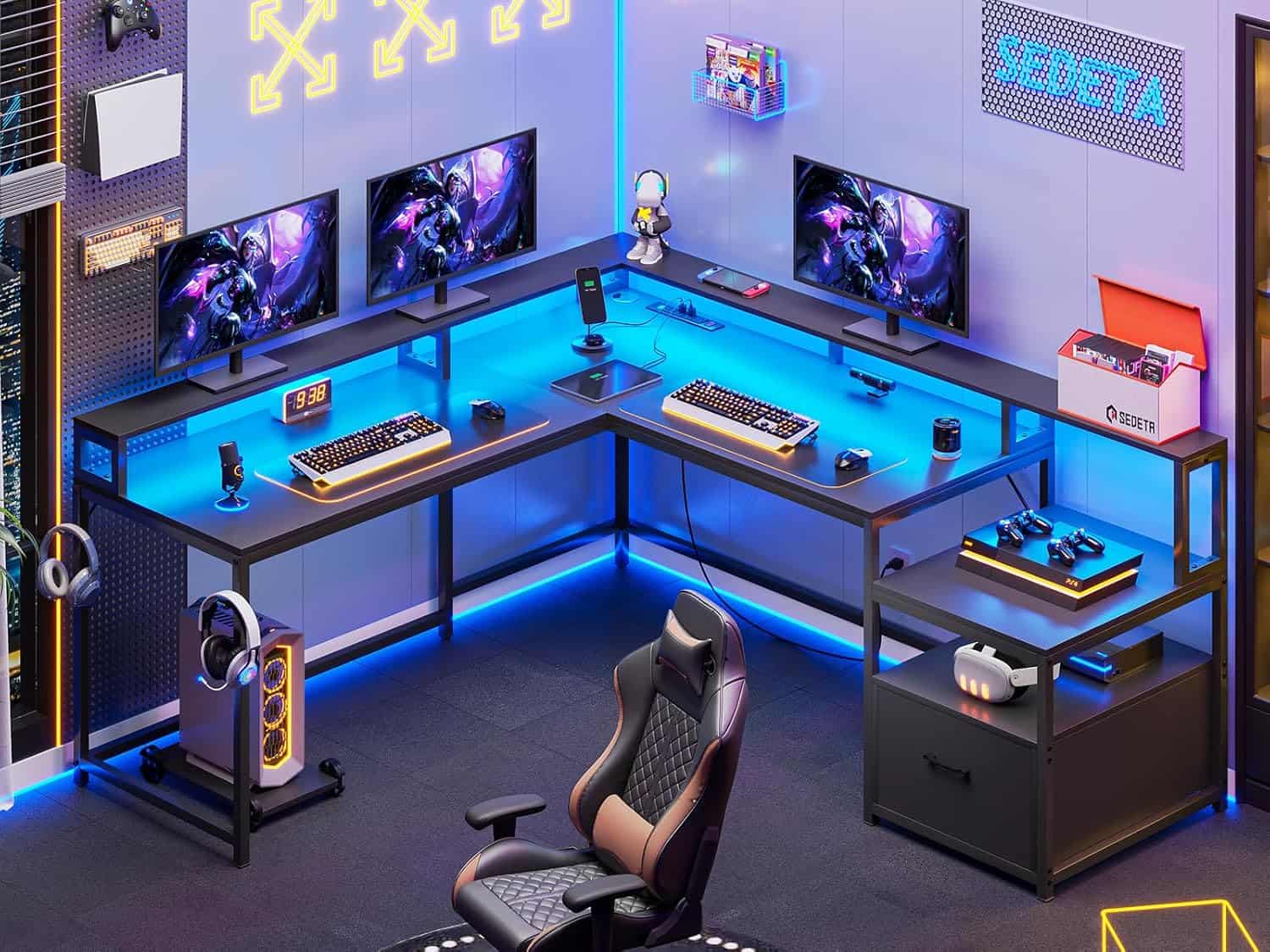 SEDETA 66" L-Shaped Gaming Desk