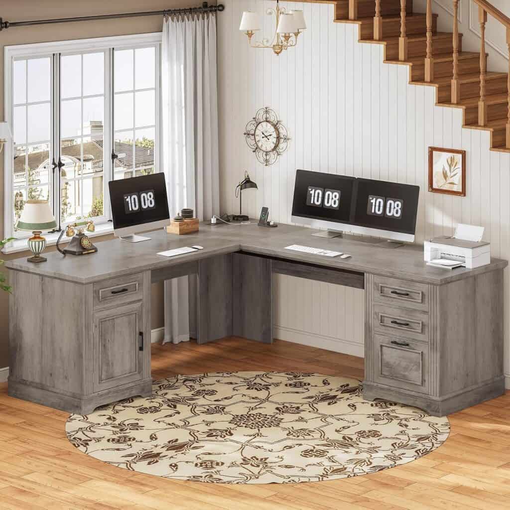 SEDETA 69" L-Shaped Desk with Storage Drawers