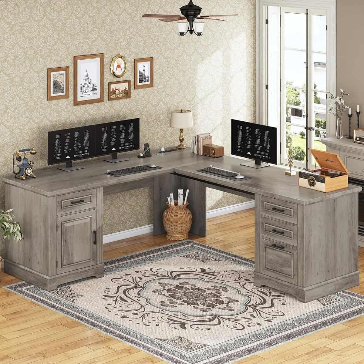 SEDETA 69" L-Shaped Desk with Storage Drawers