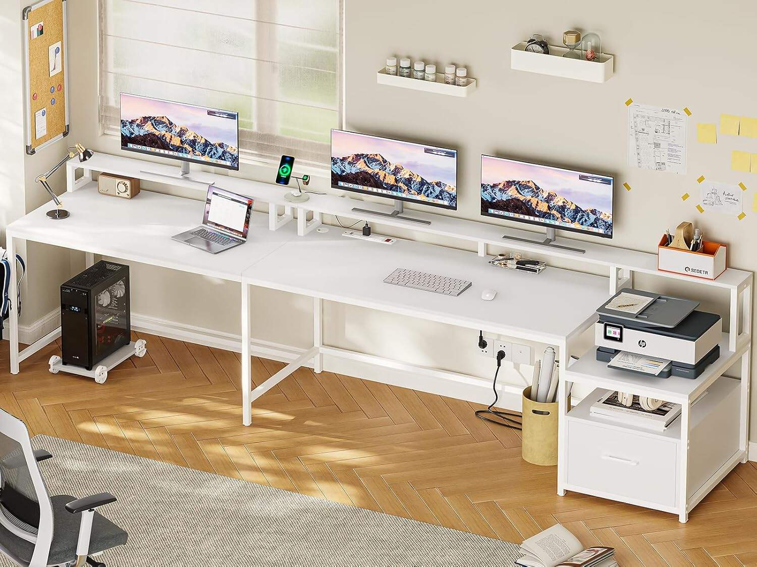 SEDETA 69" L-Shaped Desk with LED Lights