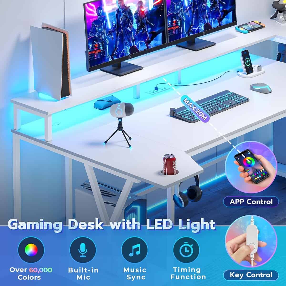 SEDETA 70.8" White Gaming Desk