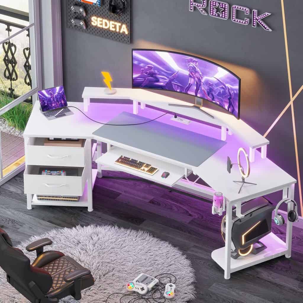 SEDETA 79" Gaming Desk with LED Light