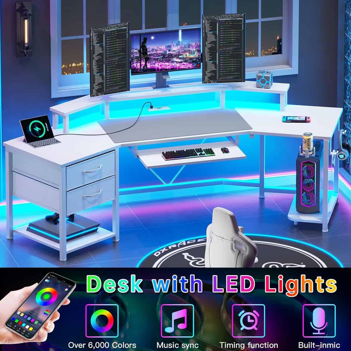 SEDETA 79" Gaming Desk with LED Light