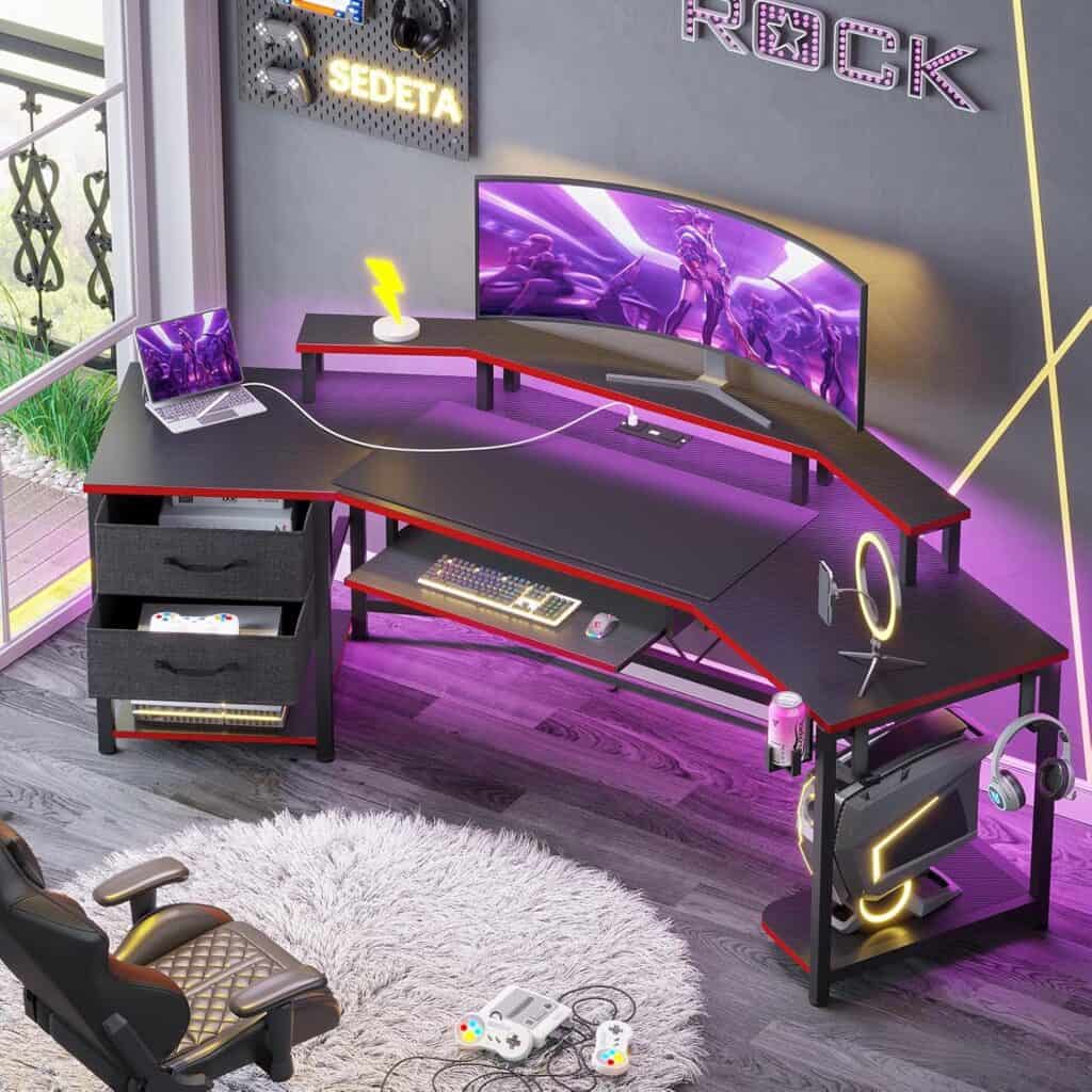 SEDETA 79‑Inch Wing‑Shaped Gaming Desk