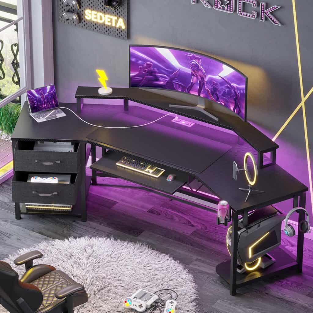 SEDETA 79″ Wing-Shaped Gaming Desk