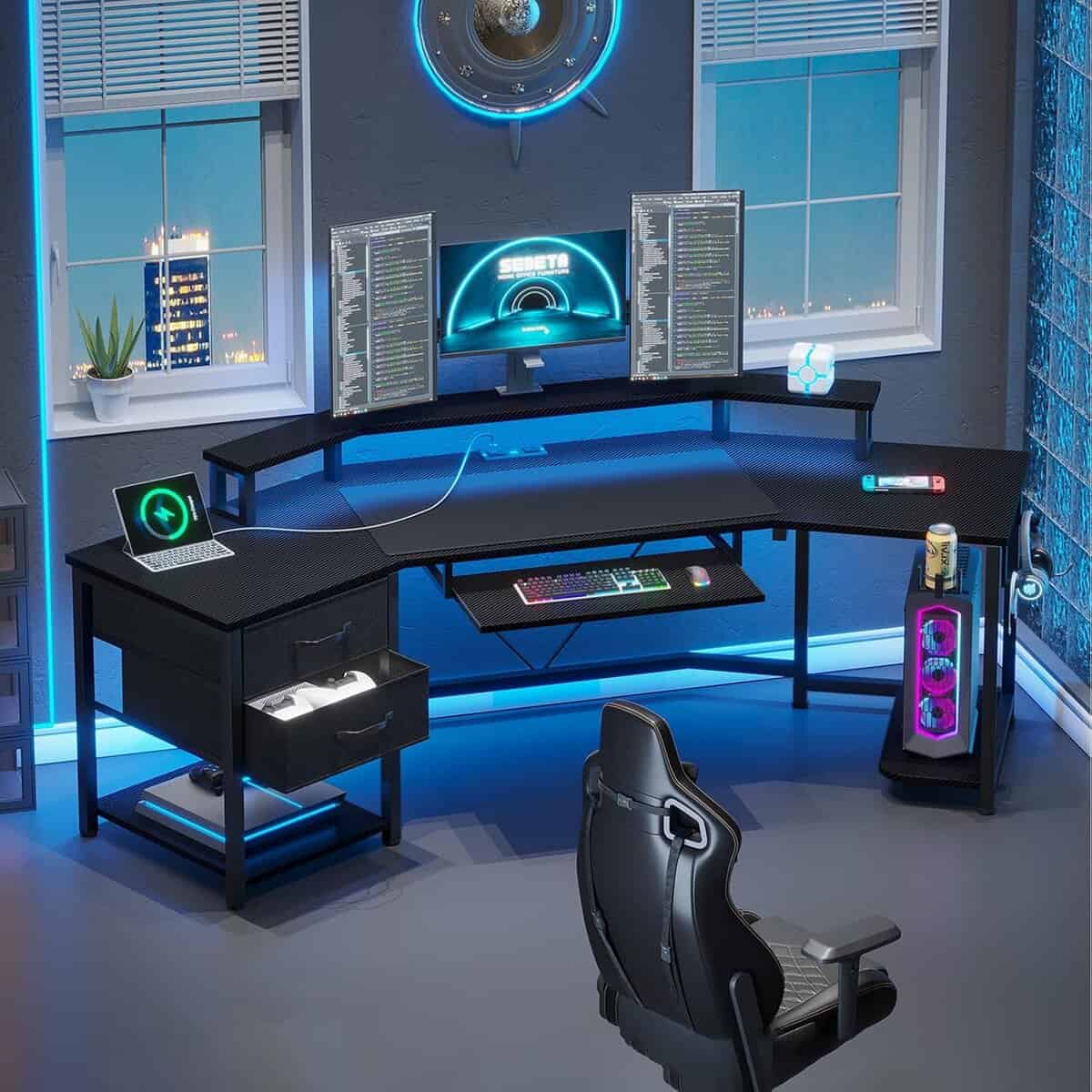 SEDETA 79″ Wing-Shaped Gaming Desk