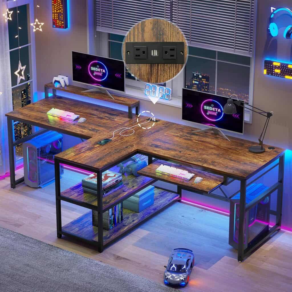 SEDETA 94.5-Inch Two-Person Computer Desk