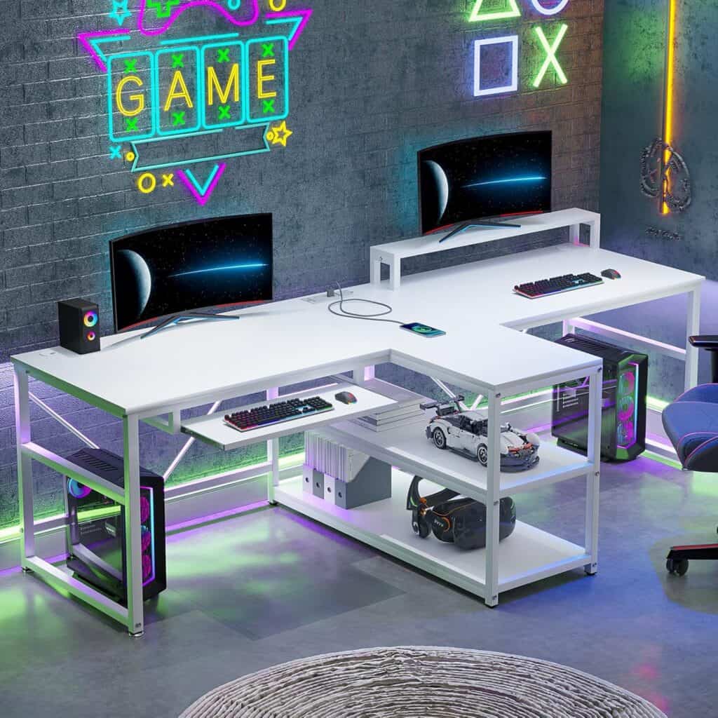 SEDETA 94.5" White Computer Desk
