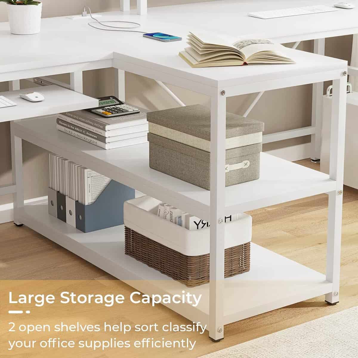 SEDETA 94.5" White Computer Desk