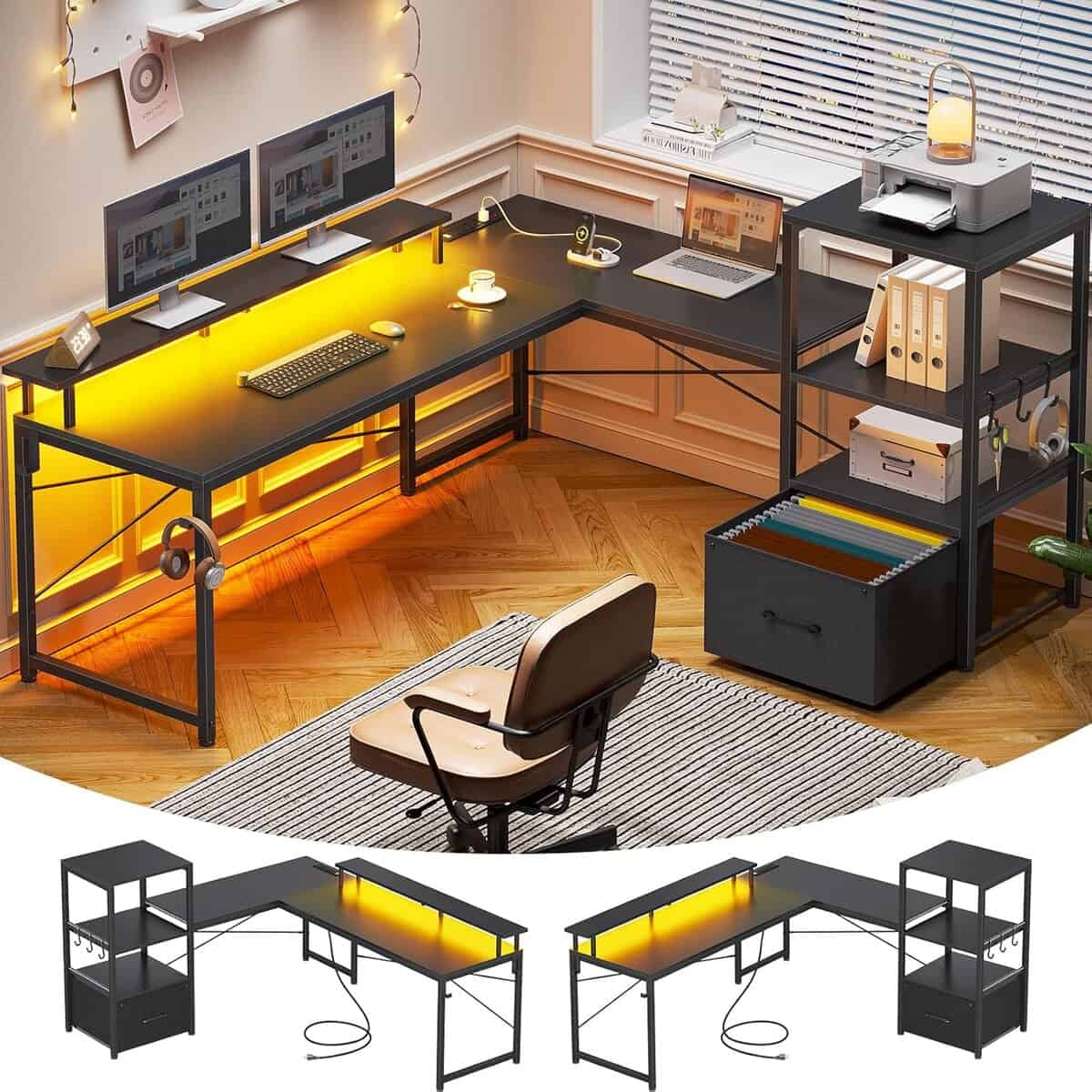 SEDETA 51-Inch L Shaped Gaming Desk-Black