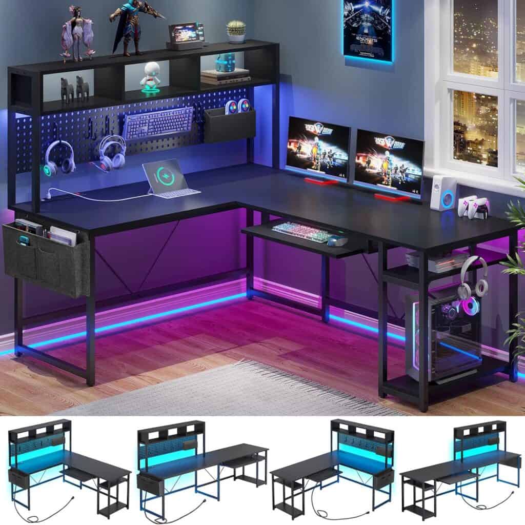 SEDETA L Shaped Gaming Desk with Power Outlet