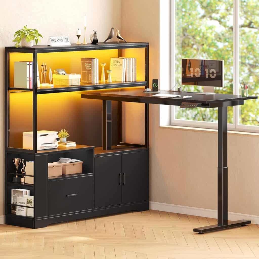 SEDETA L Shaped Standing Desk with Drawers - Essential Office Furniture