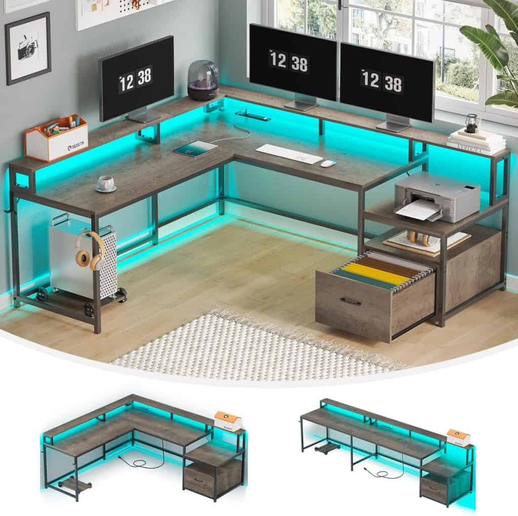 SEDETA 66″ L‑Shaped Desk, Home Office Desk