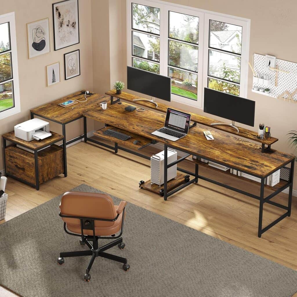 SEDETA Reversible L Shaped Desk with Storage