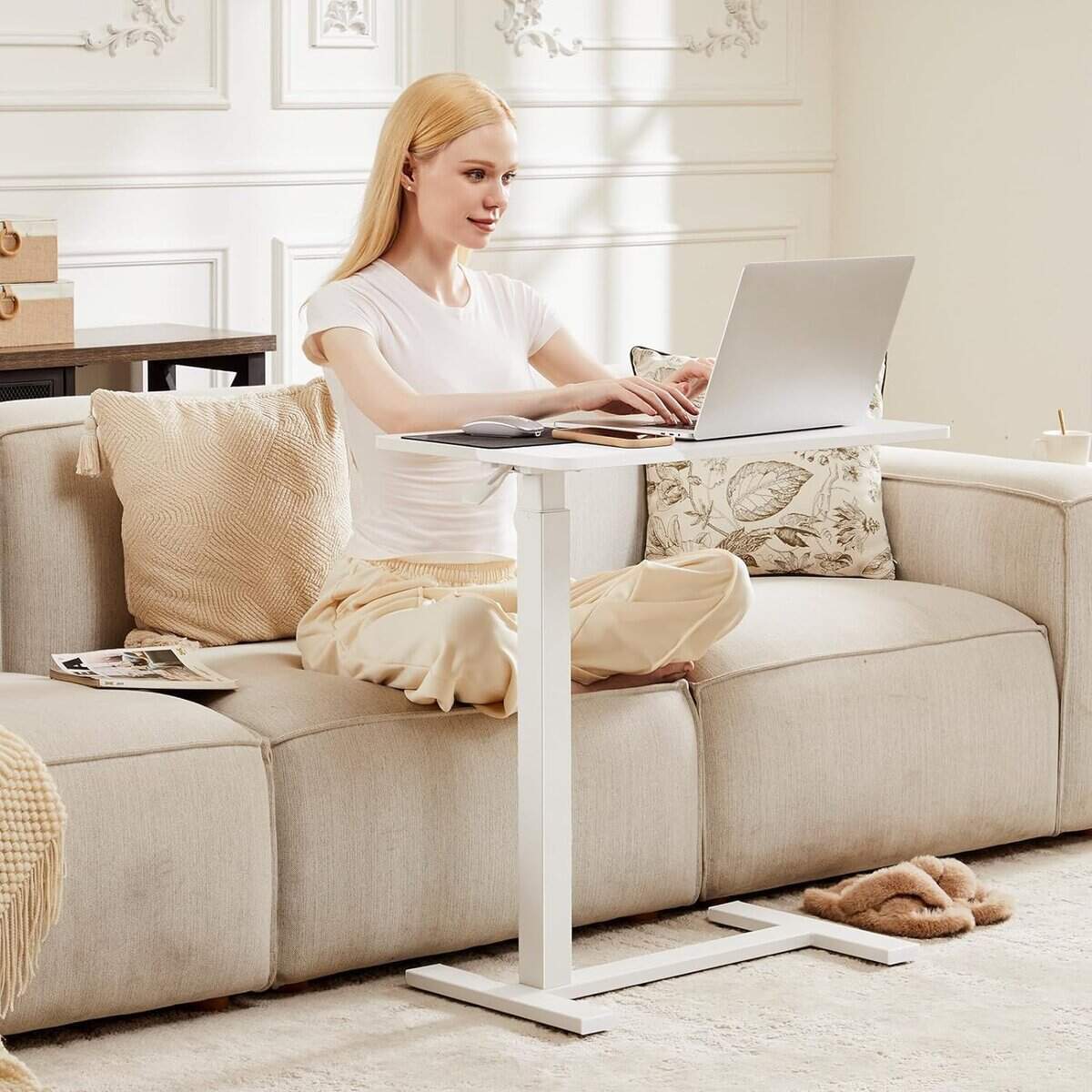 Sweetcrispy Adjustable Overbed Bedside Table