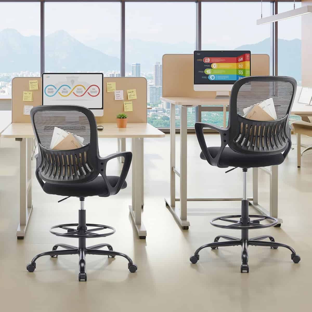 Sweetcrispy Tall Drafting Desk Chair-Black