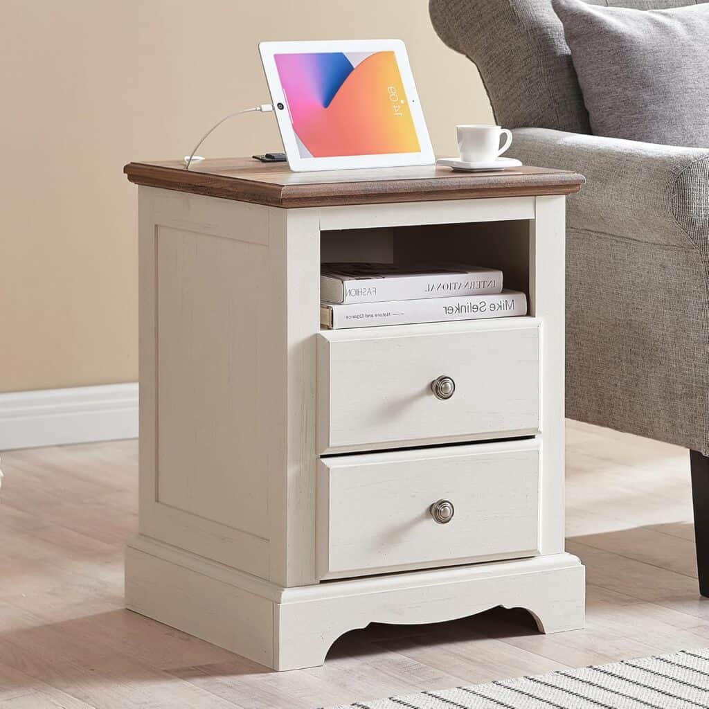 T4TREAM 18-Inch Nightstand with Charging Station