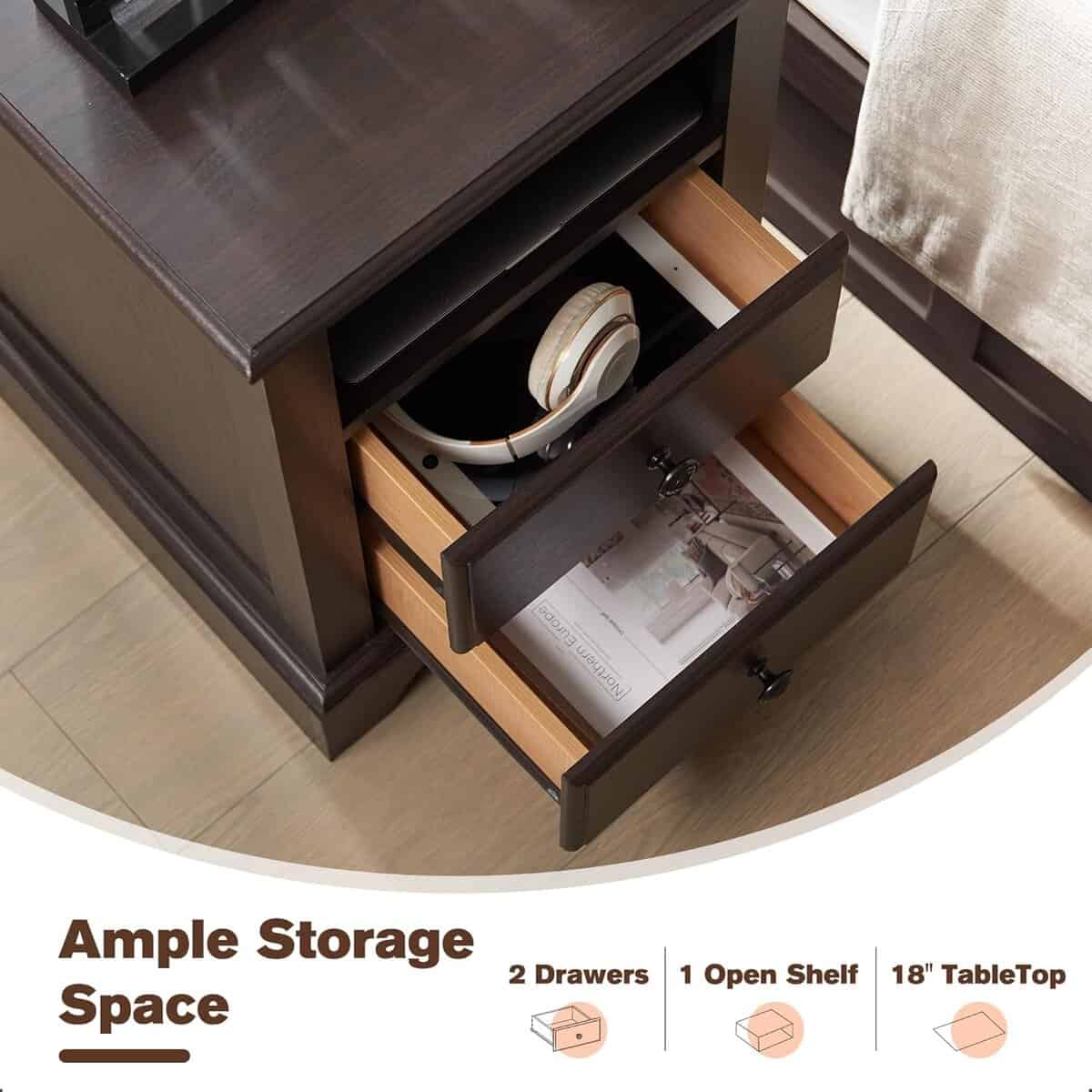 T4TREAM 18" Nightstand with Charging Station