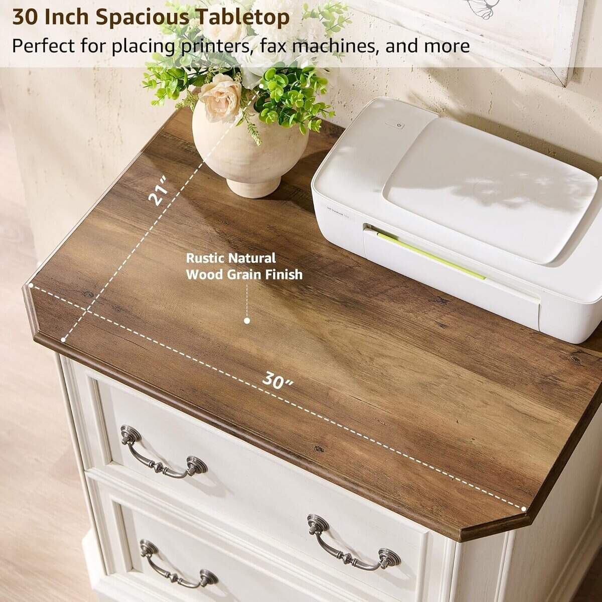 T4TREAM 2 Drawer File Cabinet with Extended Desktop
