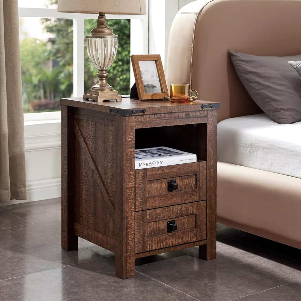 T4TREAM 2-Drawer Nightstand with Charging Station