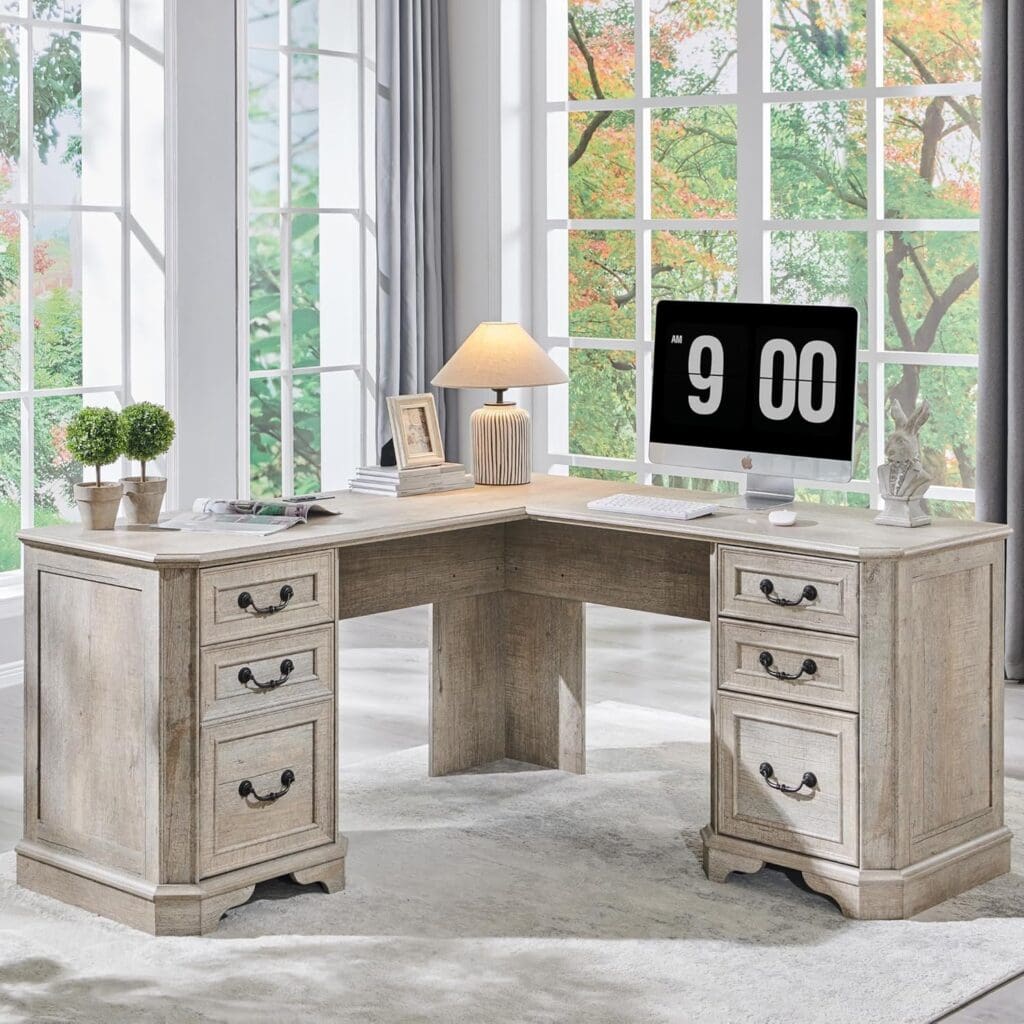 T4TREAM 59" Executive L Shaped Desk with Drawers