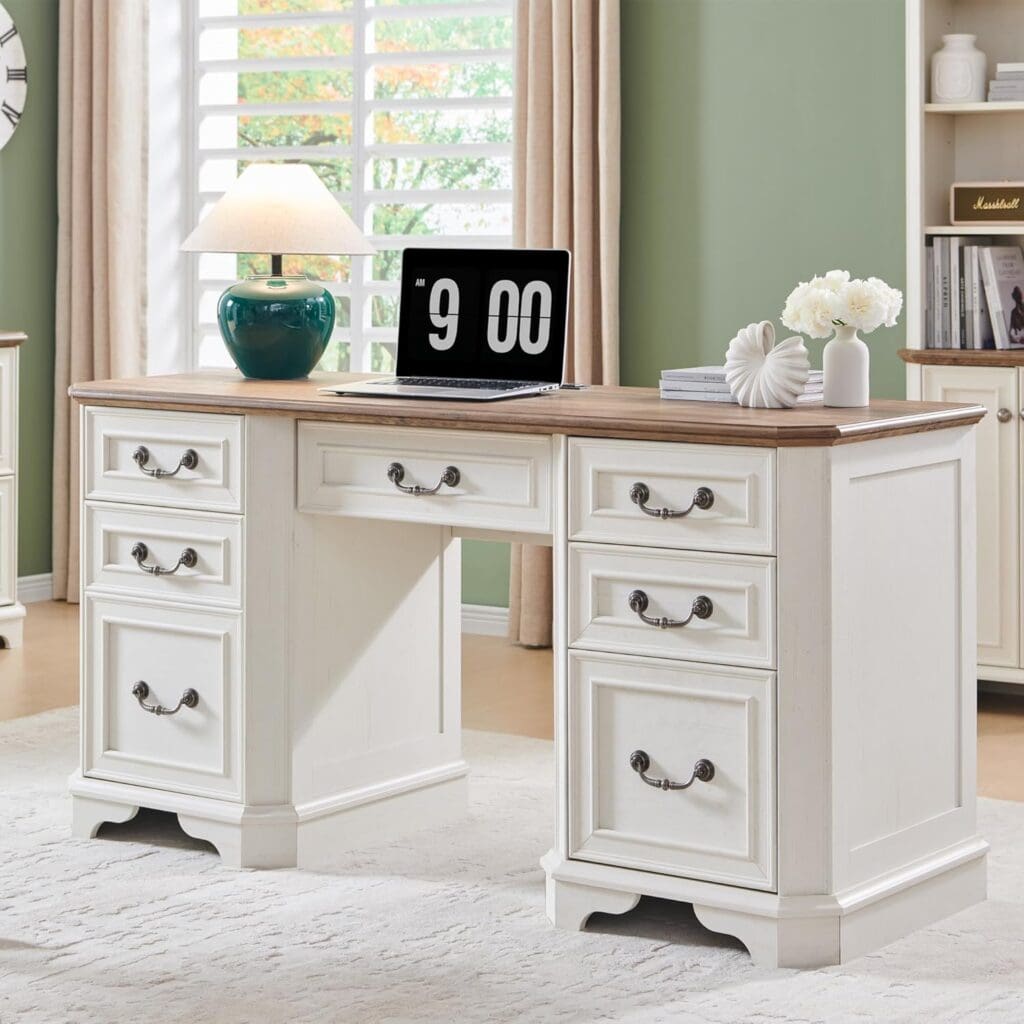 T4TREAM 59" Farmhouse Executive Desk with Drawers