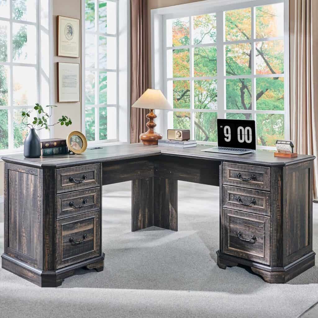 T4TREAM 59" L Shaped Executive Desk with Drawers