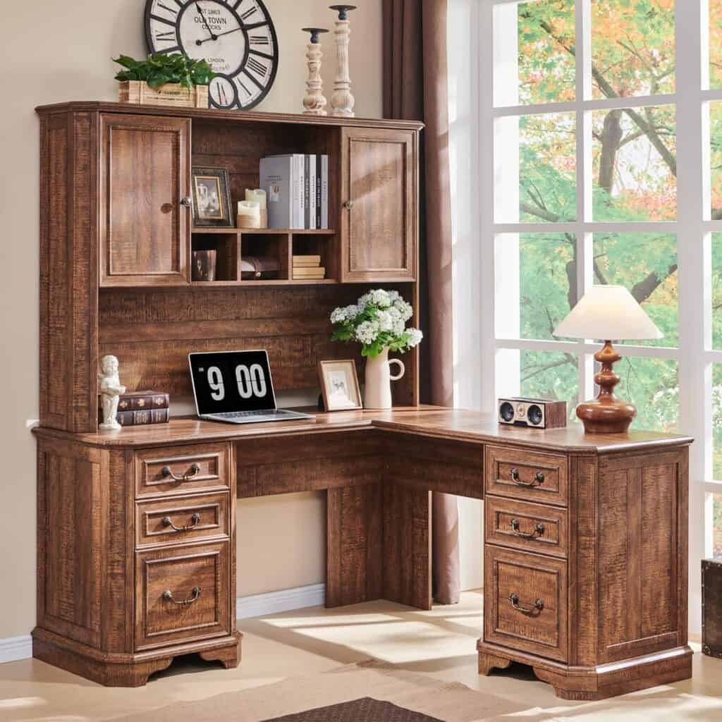T4TREAM 59" L Shaped Executive Desk with Hutch
