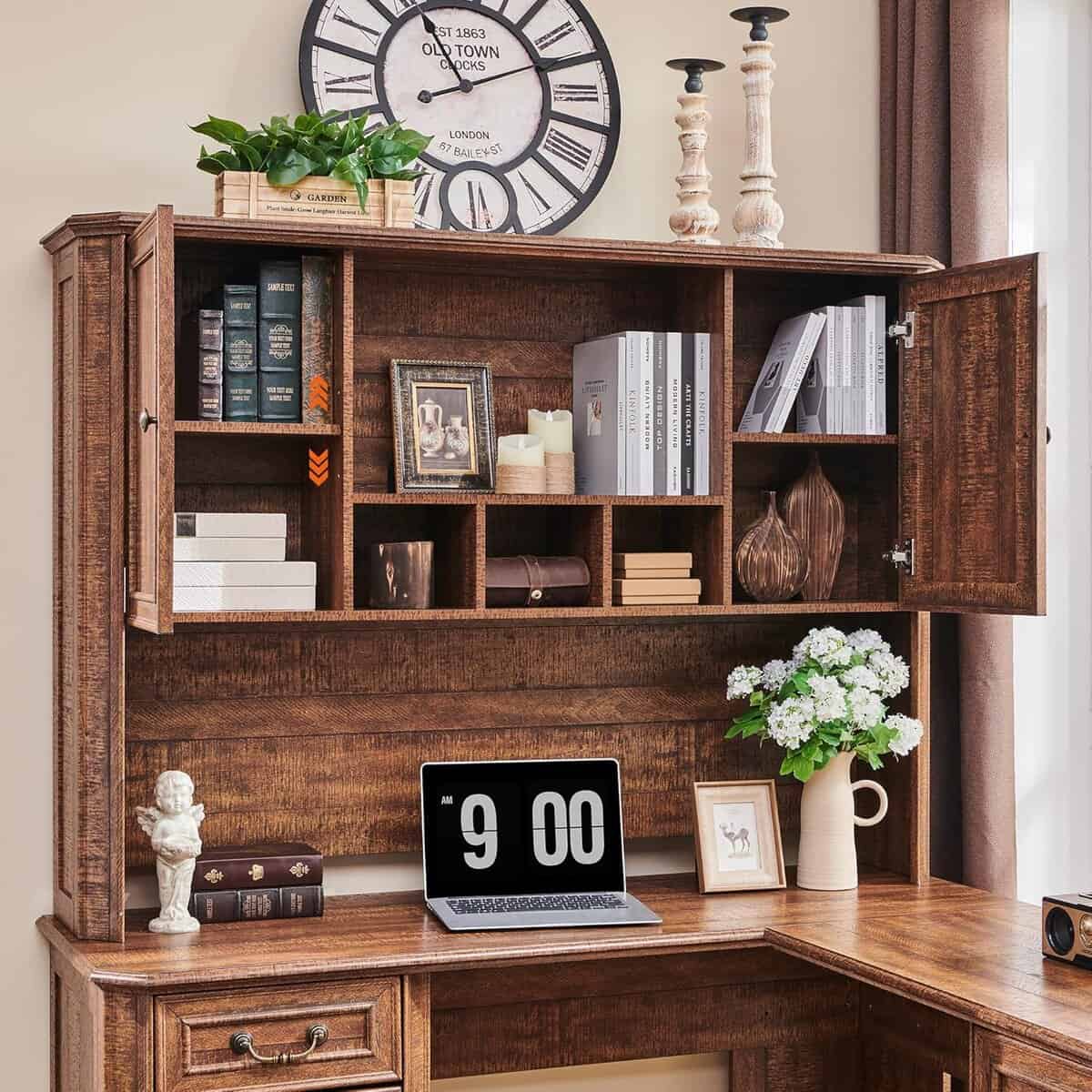 T4TREAM 59" L Shaped Executive Desk with Hutch