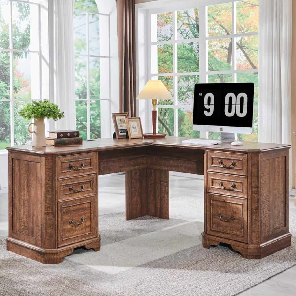 T4TREAM 59" L Shaped Executive Desk with Storage