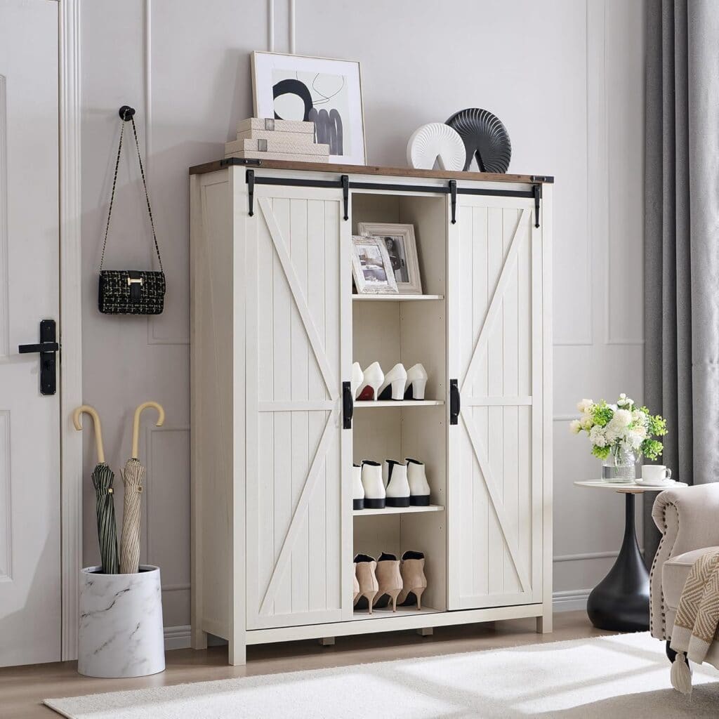 T4TREAM Corner Antique White Shoe Cabinet