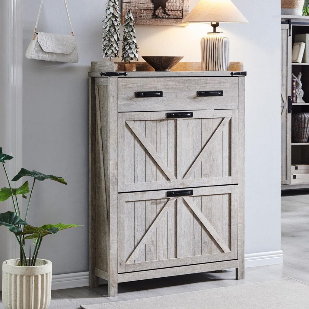 T4TREAM Light Rustic Oak Shoe Cabinet