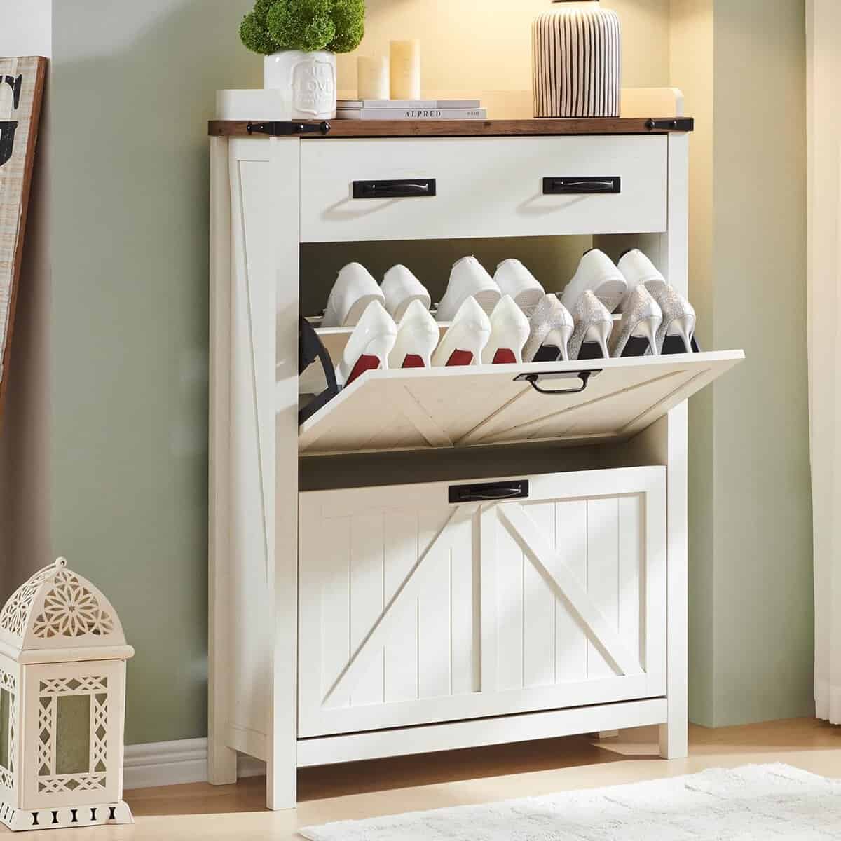 T4TREAM Shoe Cabinet with Flip Drawers