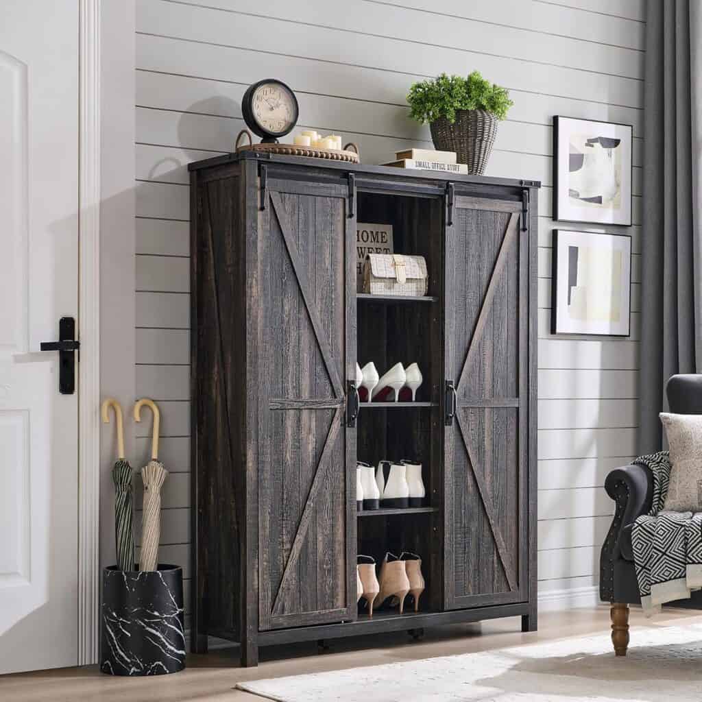 T4TREAM Sliding‑Door 6‑Tier Shoe Cabinet