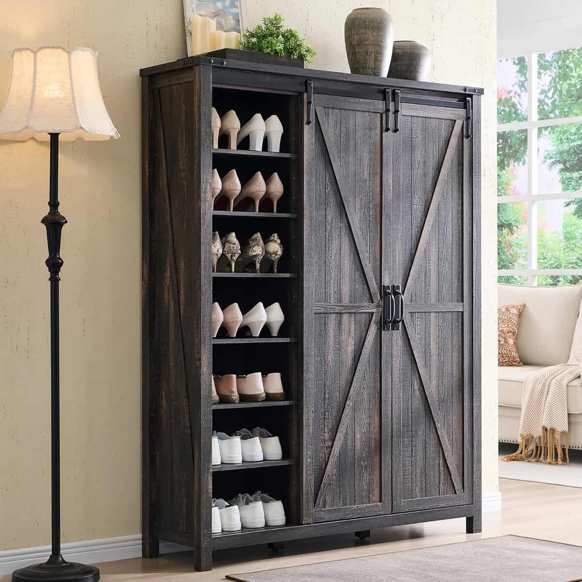 T4TREAM Sliding‑Door 6‑Tier Shoe Cabinet