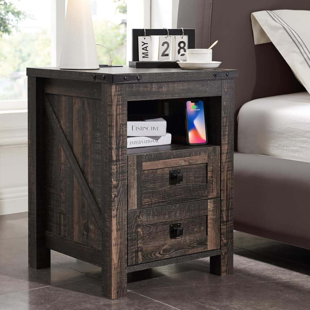 T4TREAM 24-Inch Nightstand with Charging Station