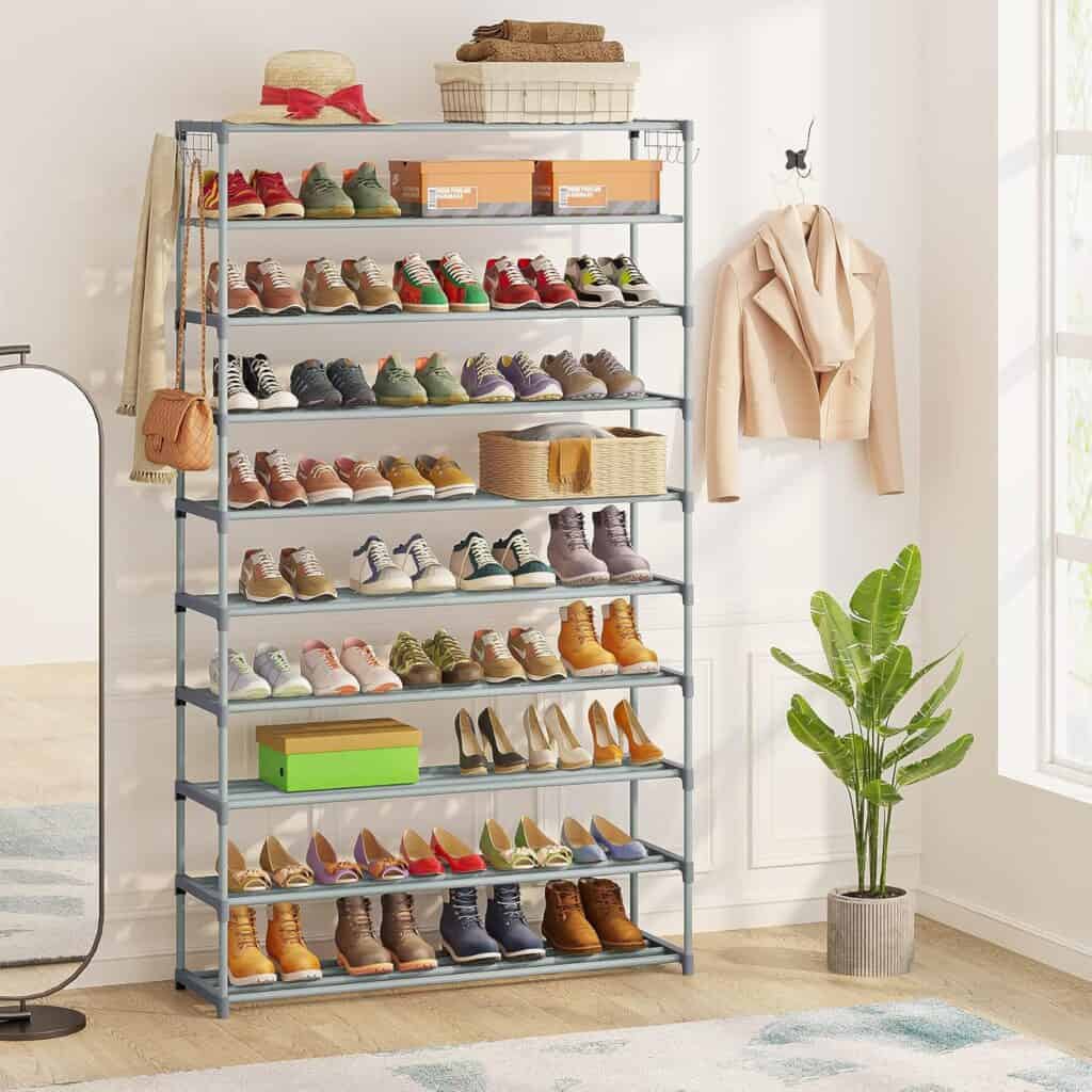 Tribesigns 10-Tier Grey Metal Shoe Rack