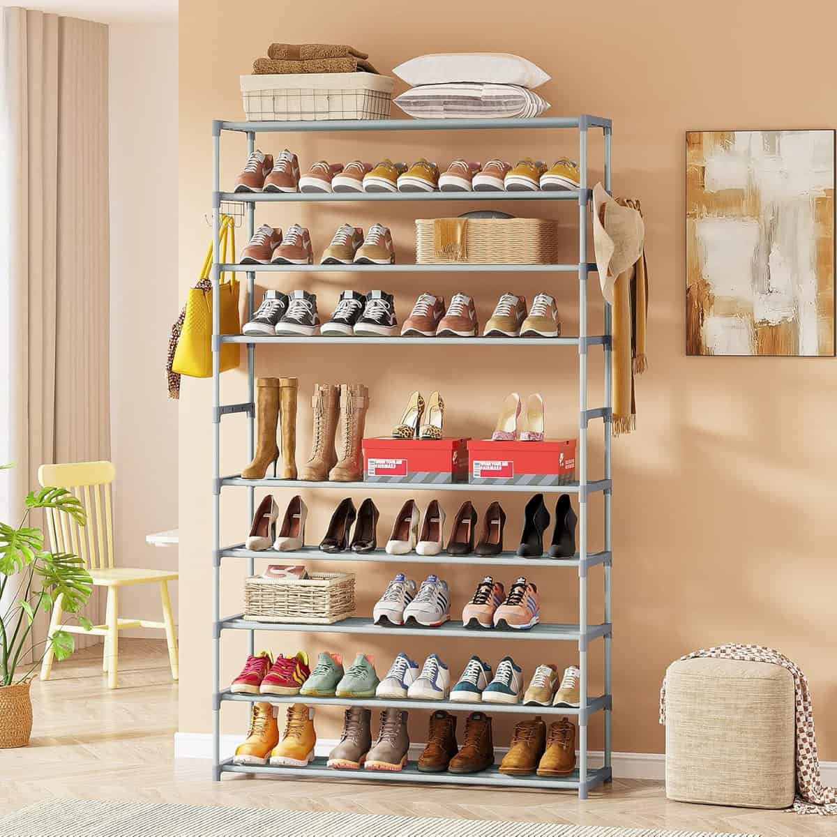 Tribesigns 10-Tier Grey Metal Shoe Rack
