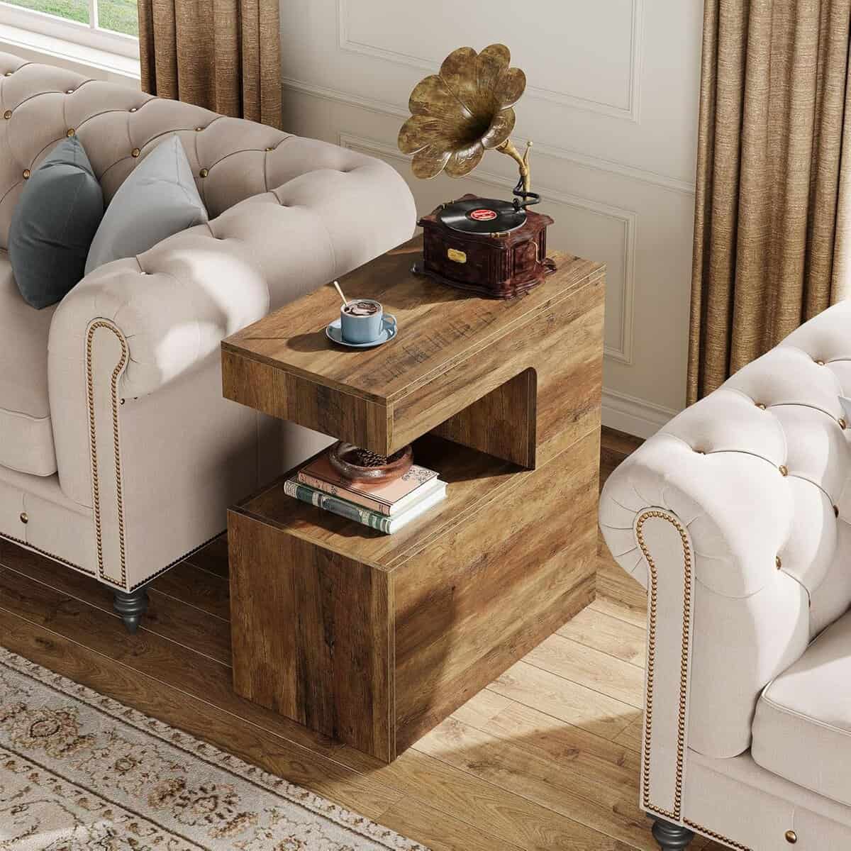 Tribesigns 25.59-Inch C-Shaped End Table 