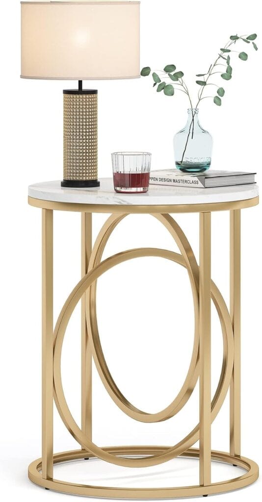 Tribesigns 26-Inch Round Marble End Table