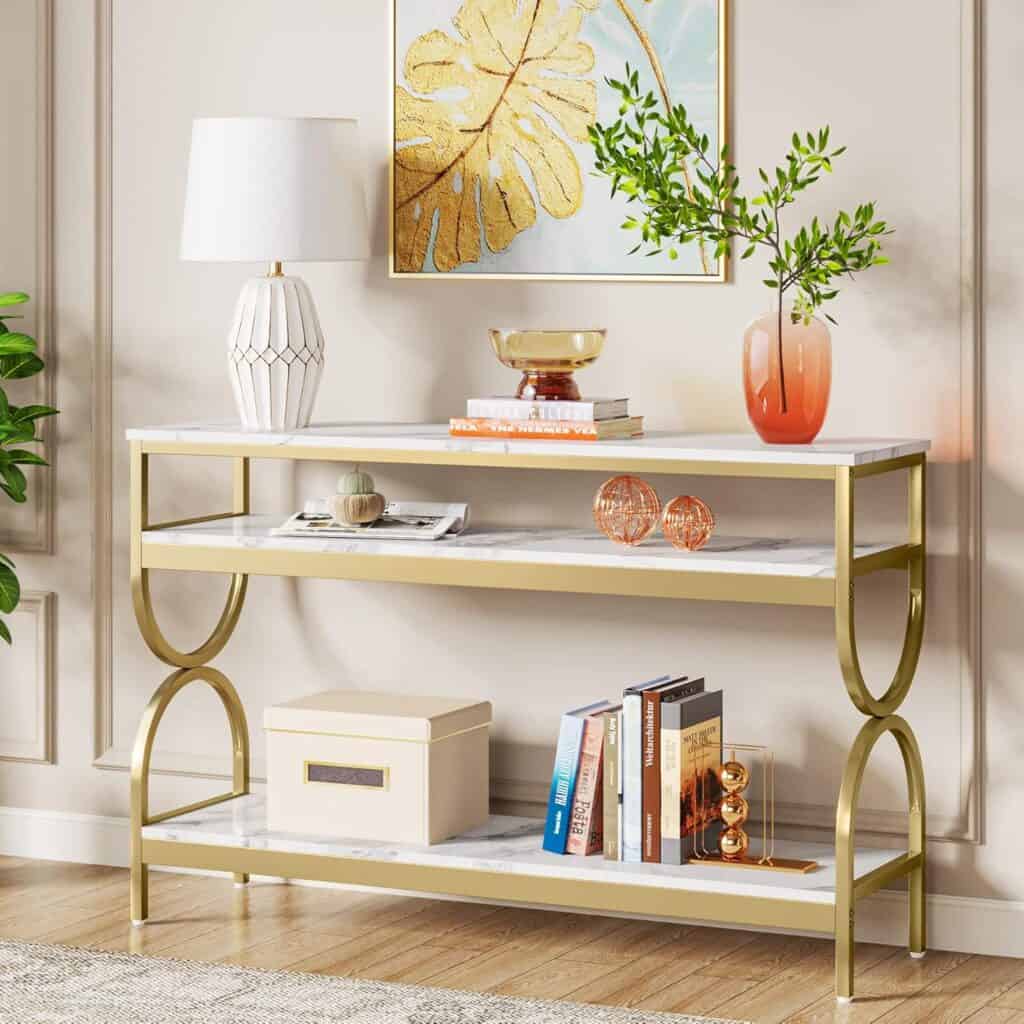 Tribesigns 3-Tier Console Table, 55-inch Sofa Table