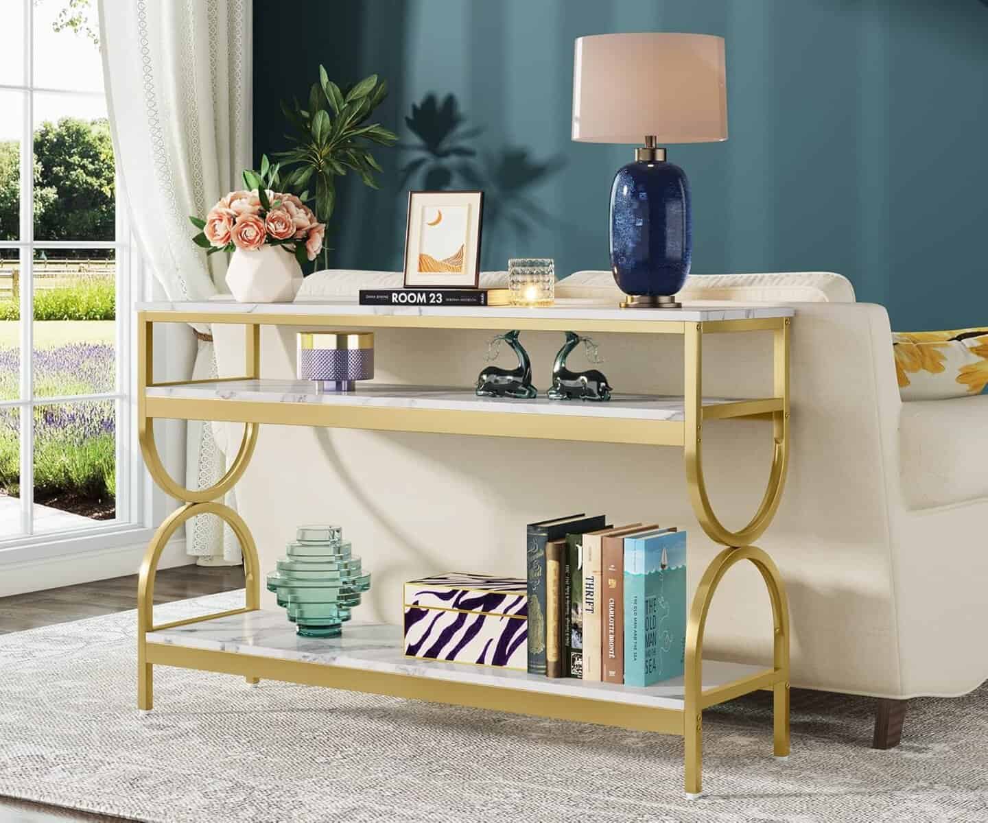 Tribesigns 3-Tier Console Table, 55-inch Sofa Table