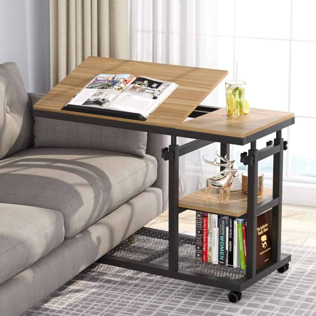 Tribesigns 32-Inch Height Adjustable C Table with Black