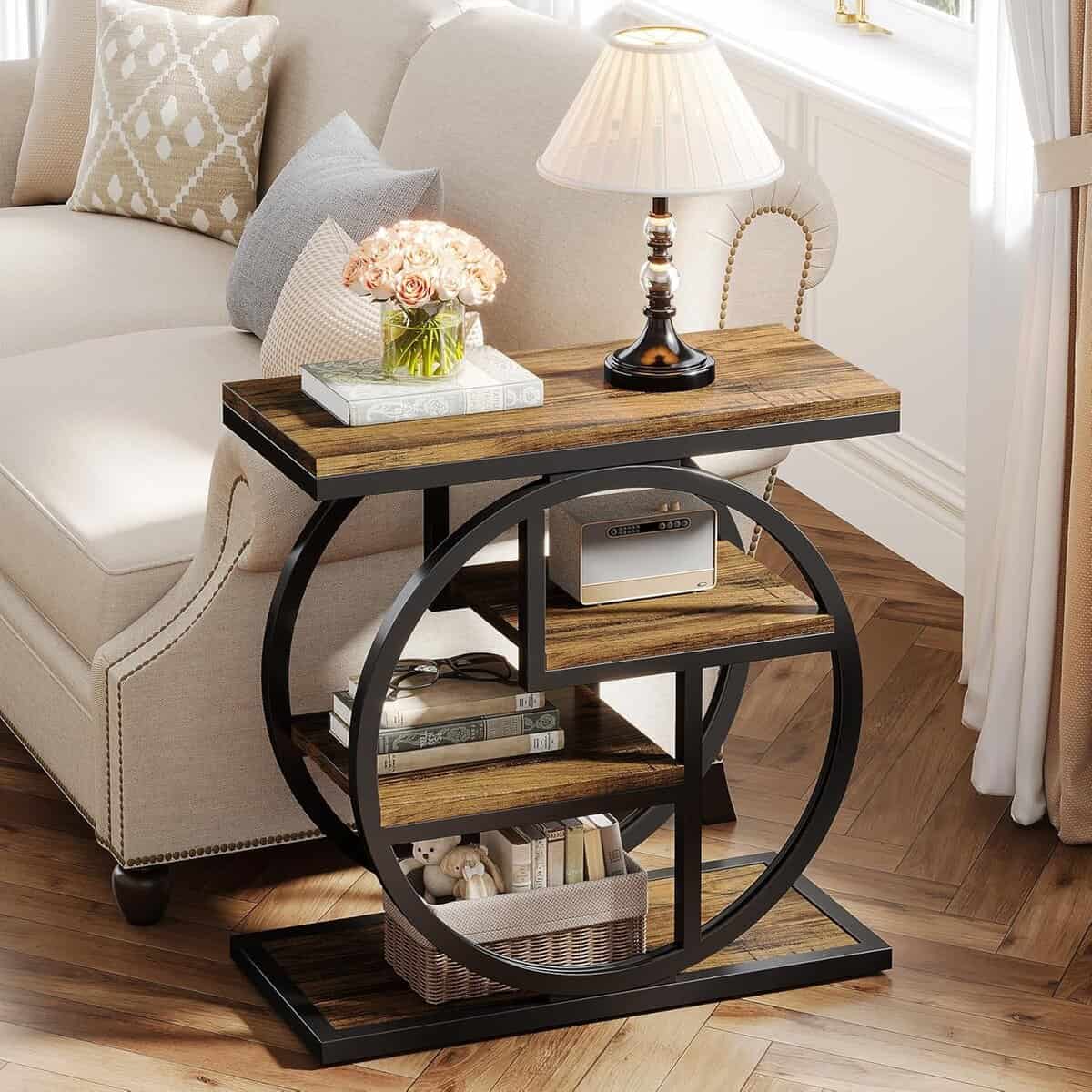 tribesigns-4-tier-rustic-brown-narrow-end-table