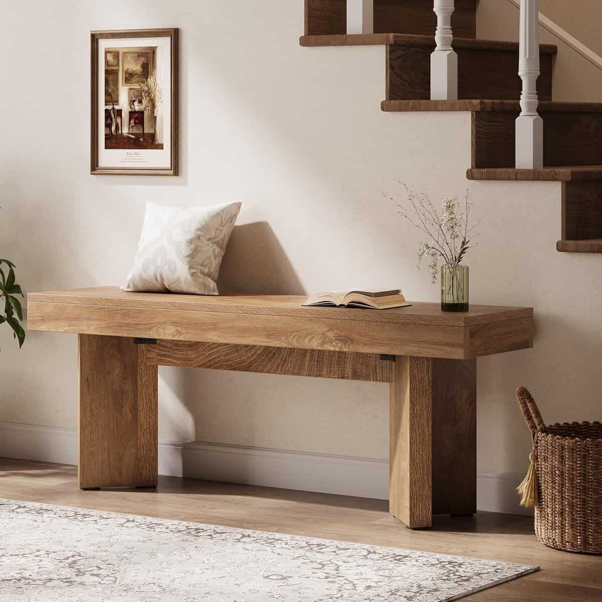 Tribesigns 47-Inch Wooden Entryway Bench