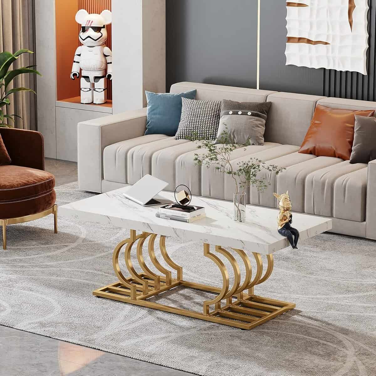 Tribesigns 47" Faux Marble Coffee Table