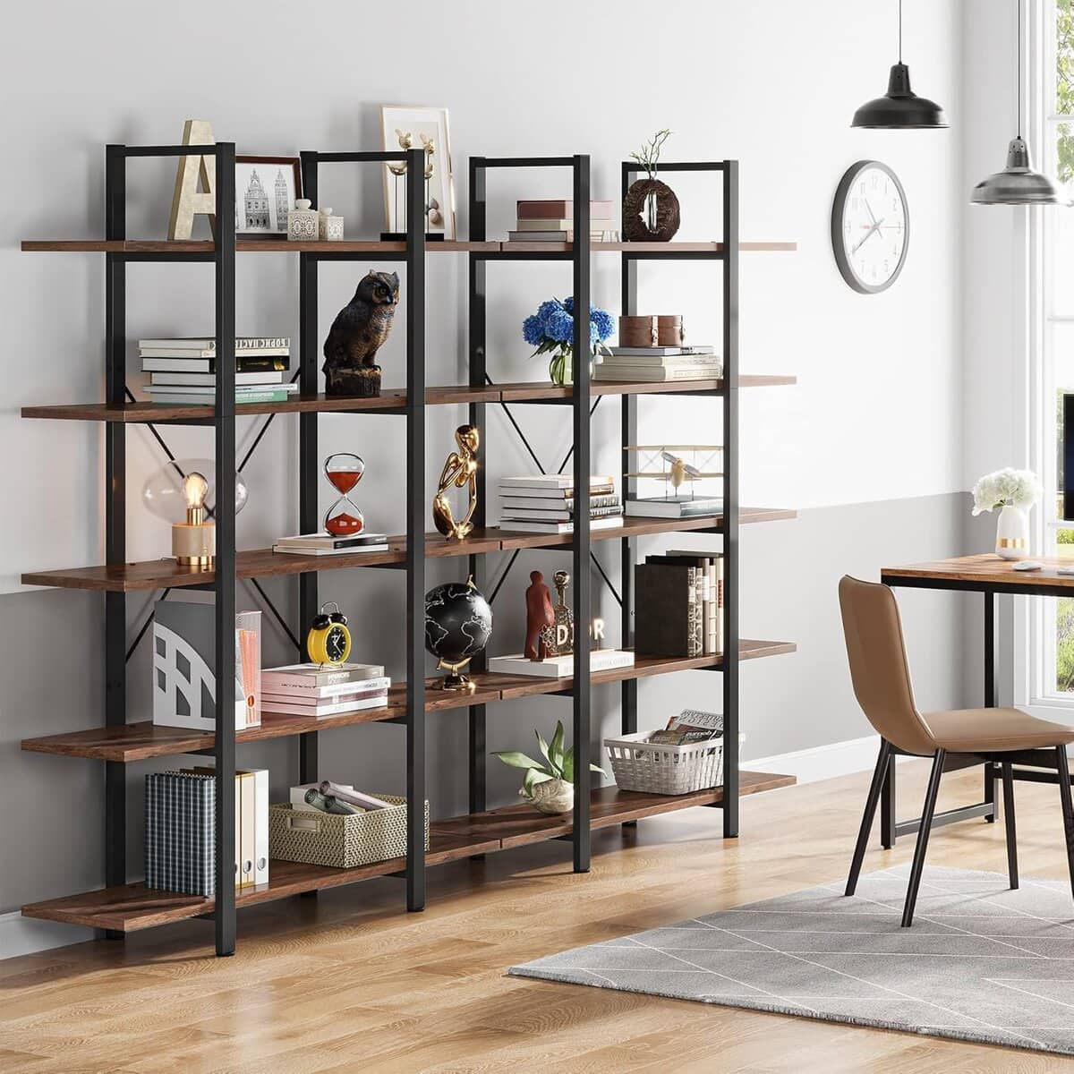 Tribesigns 5-Tier Bookshelf with Vintage Industrial Style