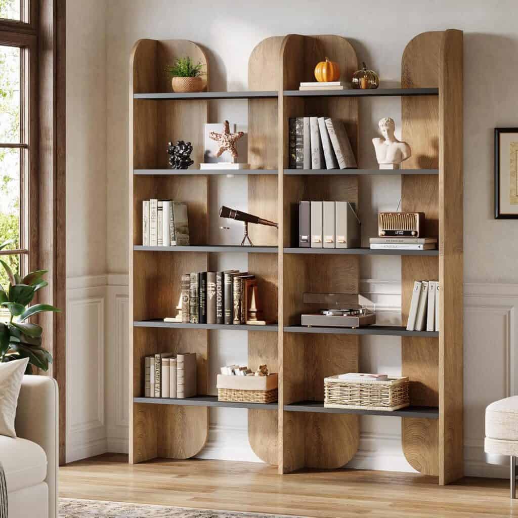 Tribesigns 5-Tier Farmhouse Bookshelf with Wide Shelves