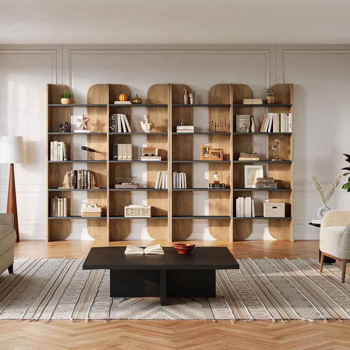 Tribesigns 5-Tier Farmhouse Bookshelf with Wide Shelves
