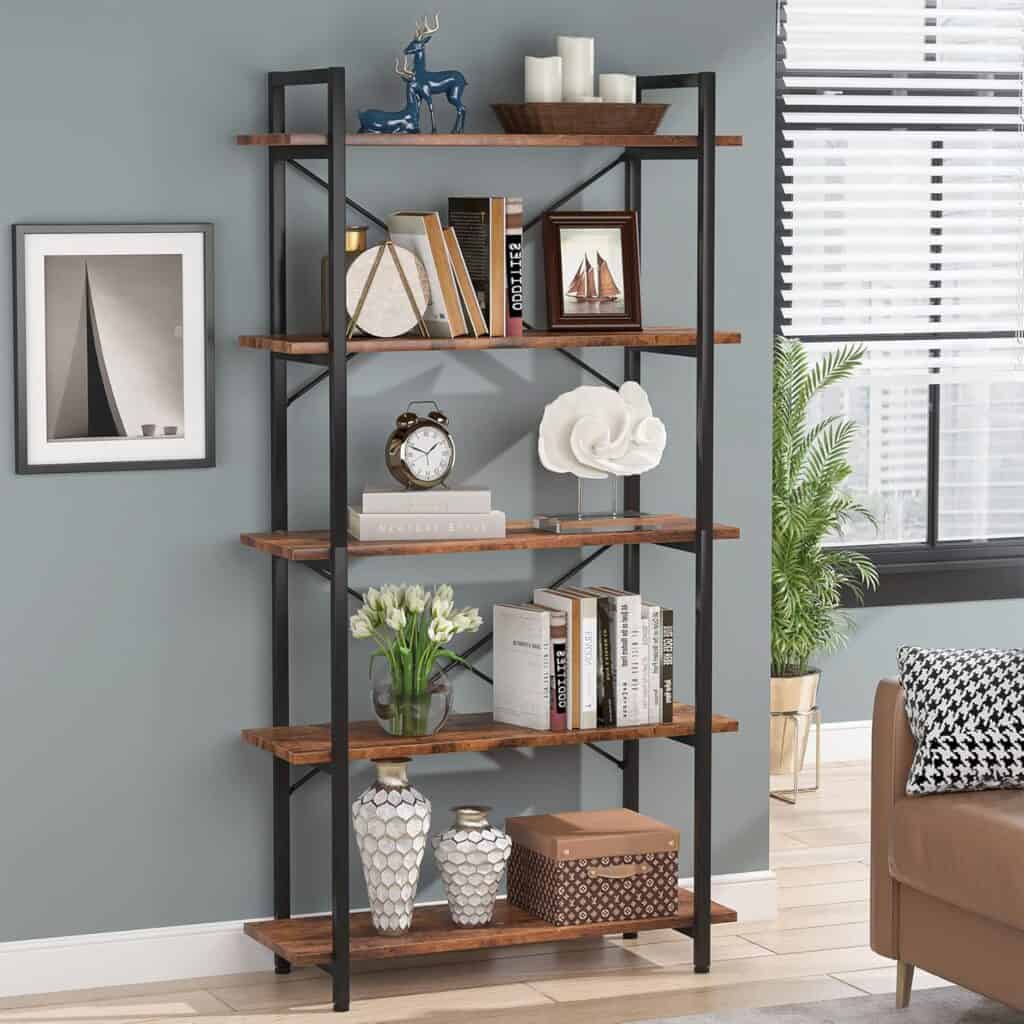 Tribesigns 5-Tier Industrial Rustic Bookcase